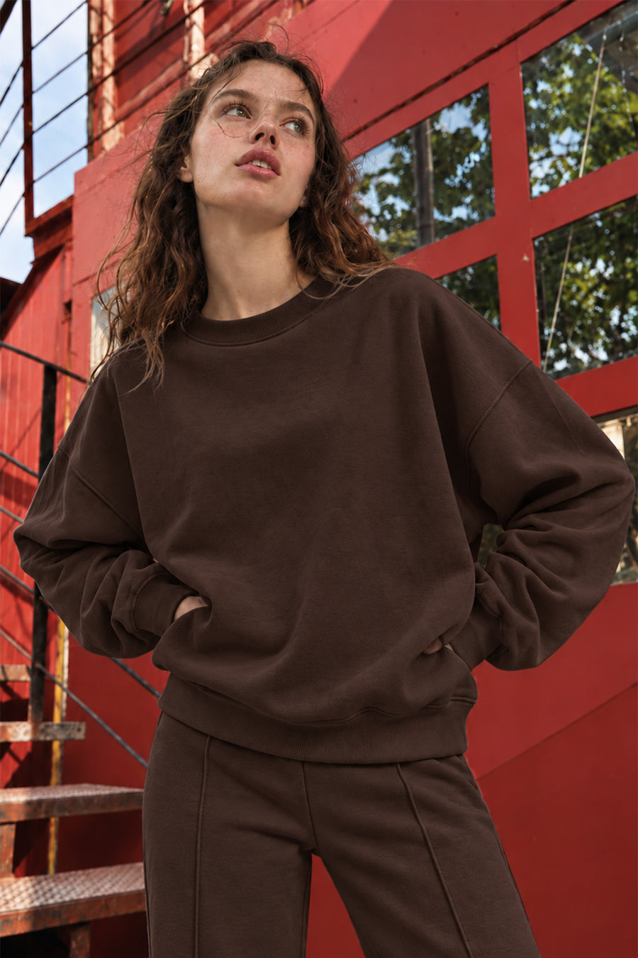 Ecr Teen Kadın Siyah Bisiklet Yaka U Kol Soft Sweatshirt — Kahve