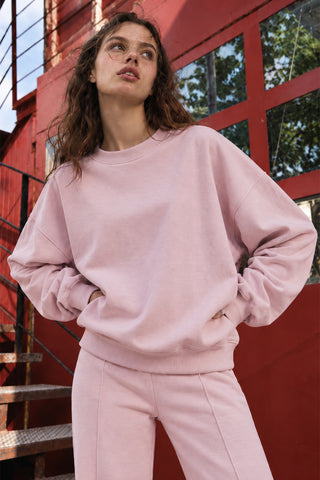 Ecr Teen Kadın Siyah Bisiklet Yaka U Kol Soft Sweatshirt — Pudra