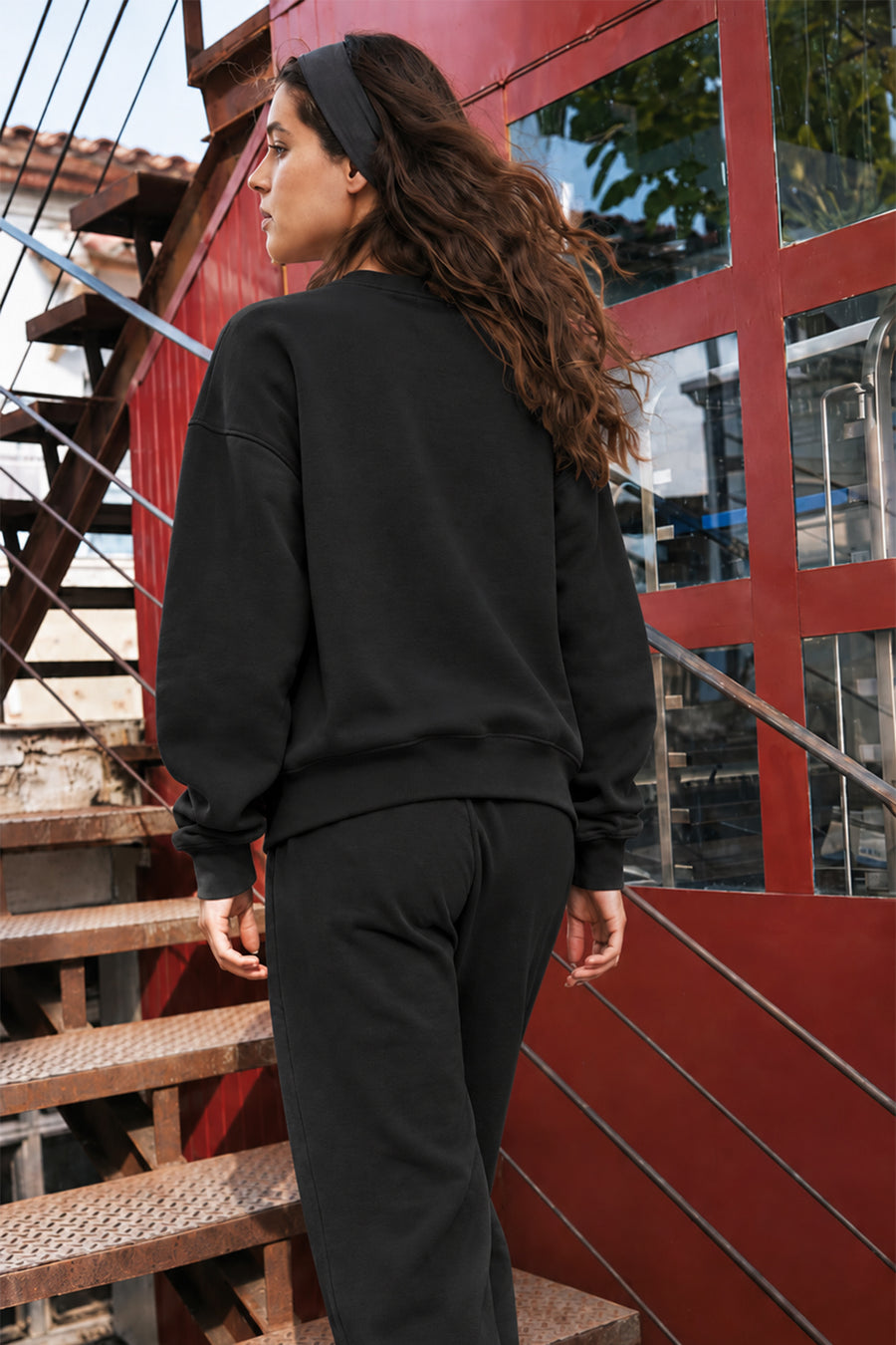 Ecr Teen Kadın Siyah Bisiklet Yaka U Kol Soft Sweatshirt — Siyah