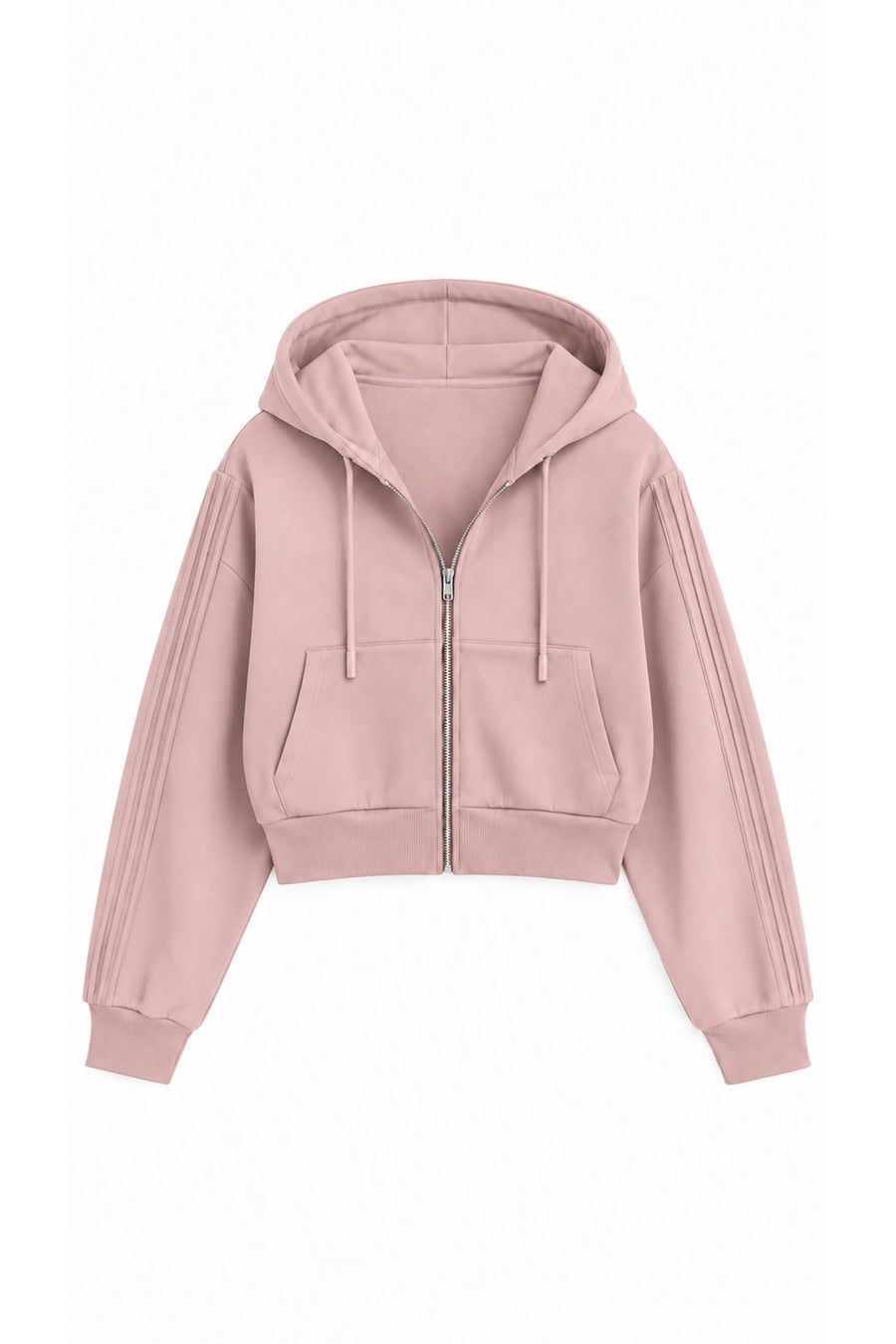 Ecr Teen Kadın Bordo Kapüşonlu Fermuarlı Nervürlü Soft Sweatshirt — Pudra