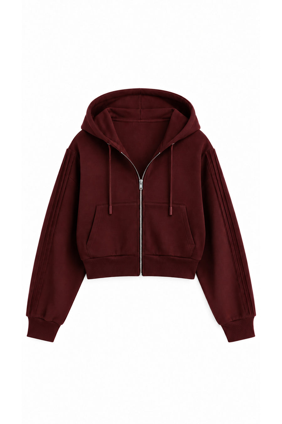 Ecr Teen Kadın Bordo Kapüşonlu Fermuarlı Nervürlü Soft Sweatshirt — Bordo