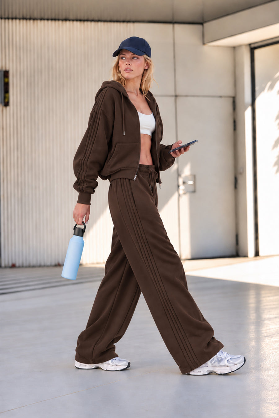 Ecr Teen Kadın Siyah Straight Wide Yanı Nervürlü Soft Sweatpants — Kahve
