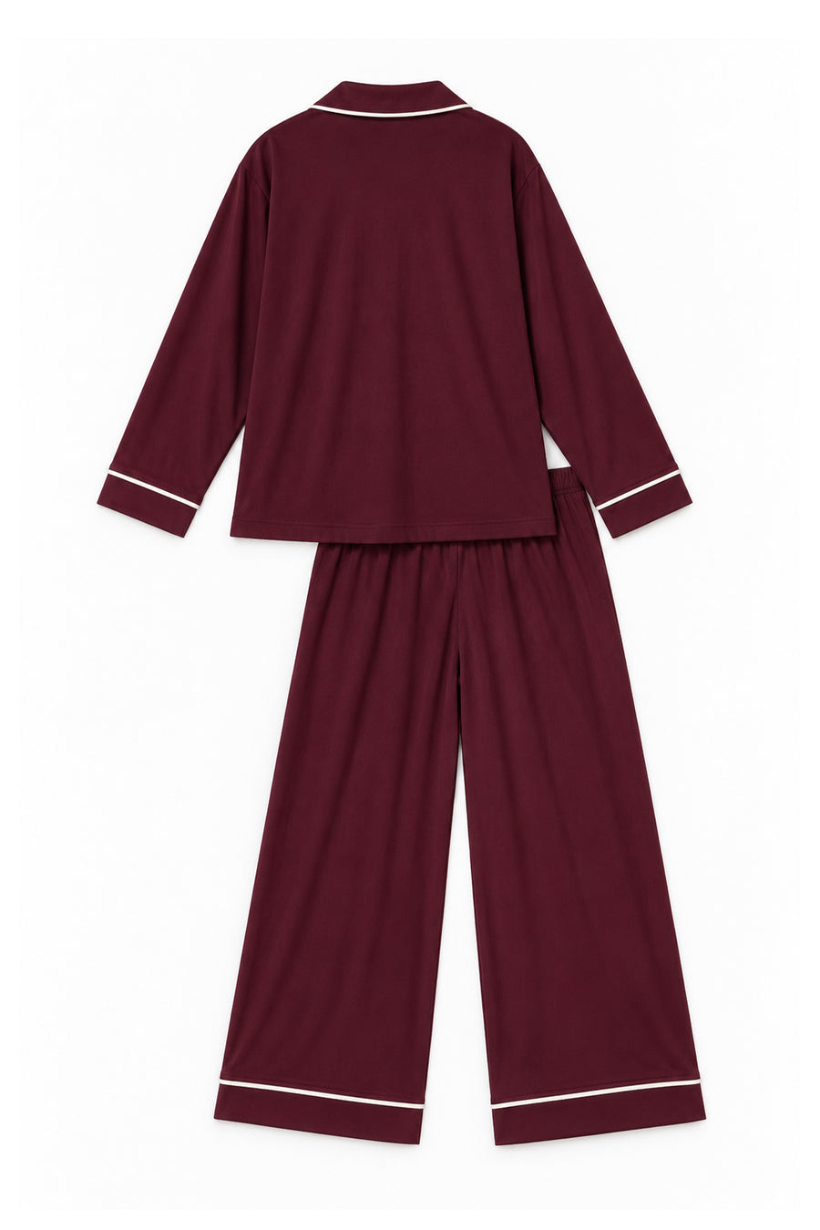 Ecrou Bebe Yaka Viskon Pijama Takımı — Bordo