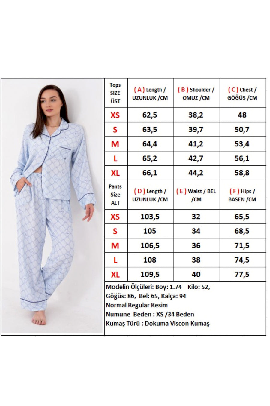 Lulu's Friends Gömlek Yaka Önden Düğmeli Uzun Kollu Cepli Pantolon Takım Logo Ve Desen Baskı Detaylı Kol Ve Cep Nakış Detaylı Dokuma Viskon Kumaş Kadın Pijama Takımı — Bebek Mavi