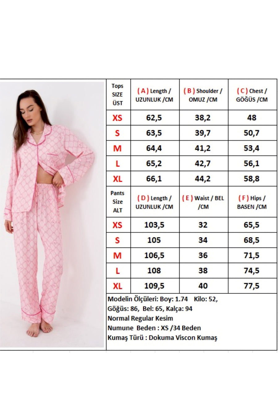 Lulu's Friends Gömlek Yaka Önden Düğmeli Uzun Kollu Cepli Pantolon Takım Logo Ve Desen Baskı Detaylı Kol Ve Cep Nakış Detaylı Dokuma Viskon Kumaş Kadın Pijama Takımı — Pembe