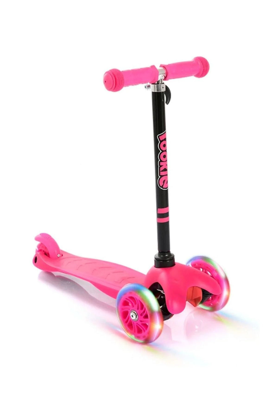 Pembe Rookie 3 Tekerlekli Led Işıklı Scooter — Fuşya
