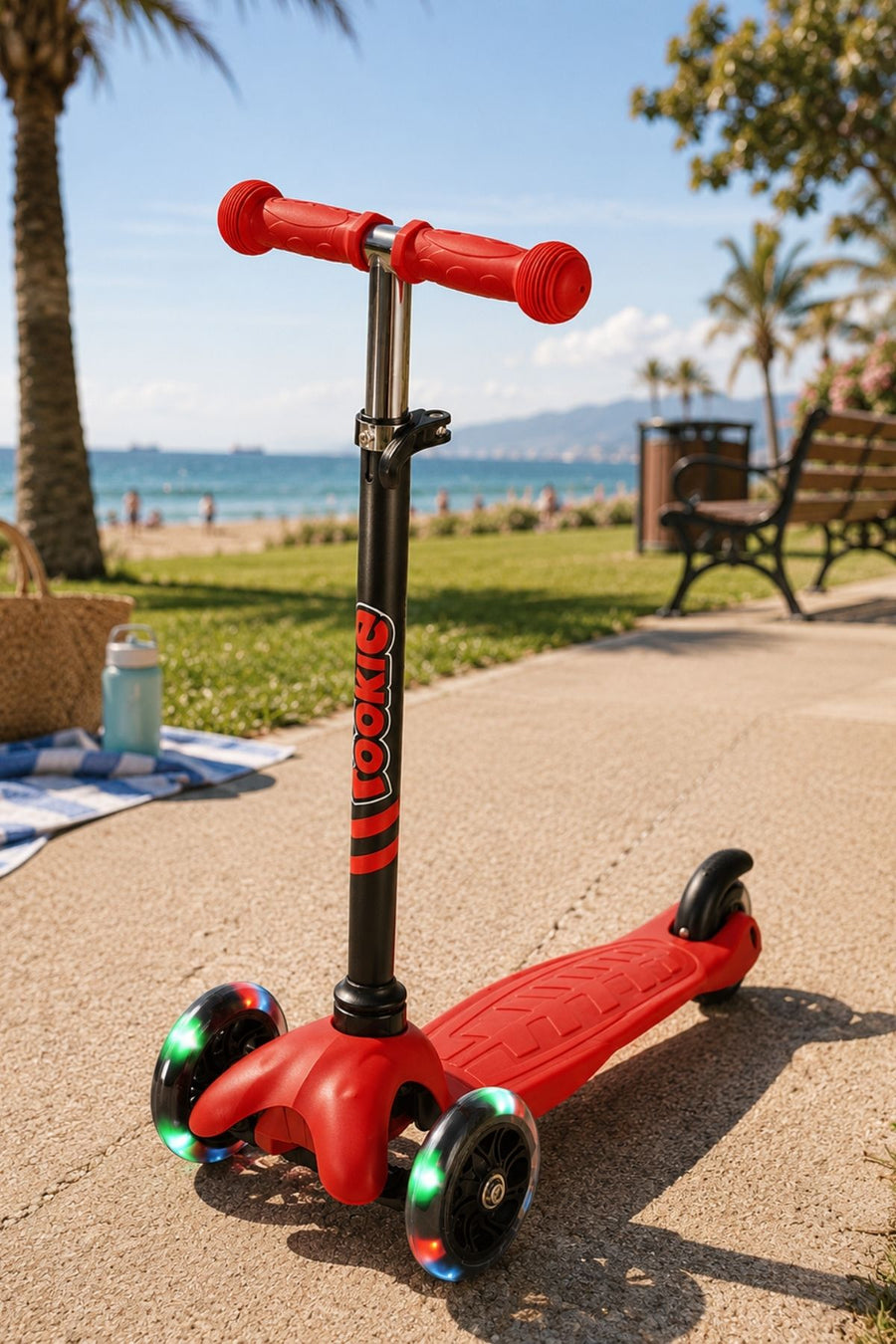 Kırmızı Rookie 3 Tekerlekli Led Işıklı Scooter — Kırmızı