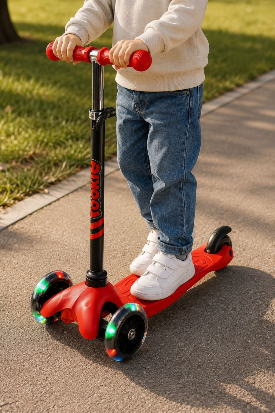 Kırmızı Rookie 3 Tekerlekli Led Işıklı Scooter — Kırmızı