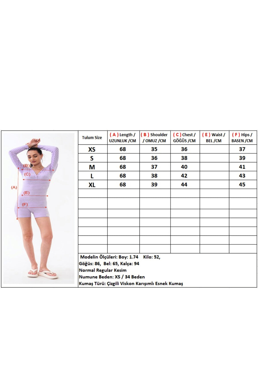 V Yaka Uzun Kollu Kalp Düğmeli Çizgili Şortlu Kadın Pijama Tulum Premium Viskon — Ekru