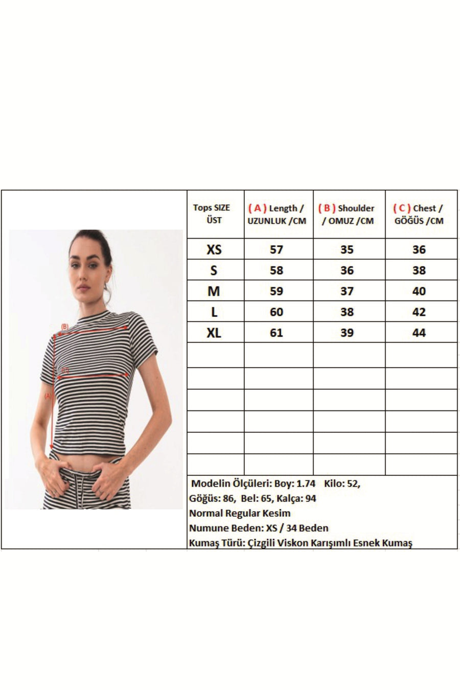Bisiklet Yaka Kısa Kollu Çizgili Esnek  Kadın Body Premium Viskon — Lacivert