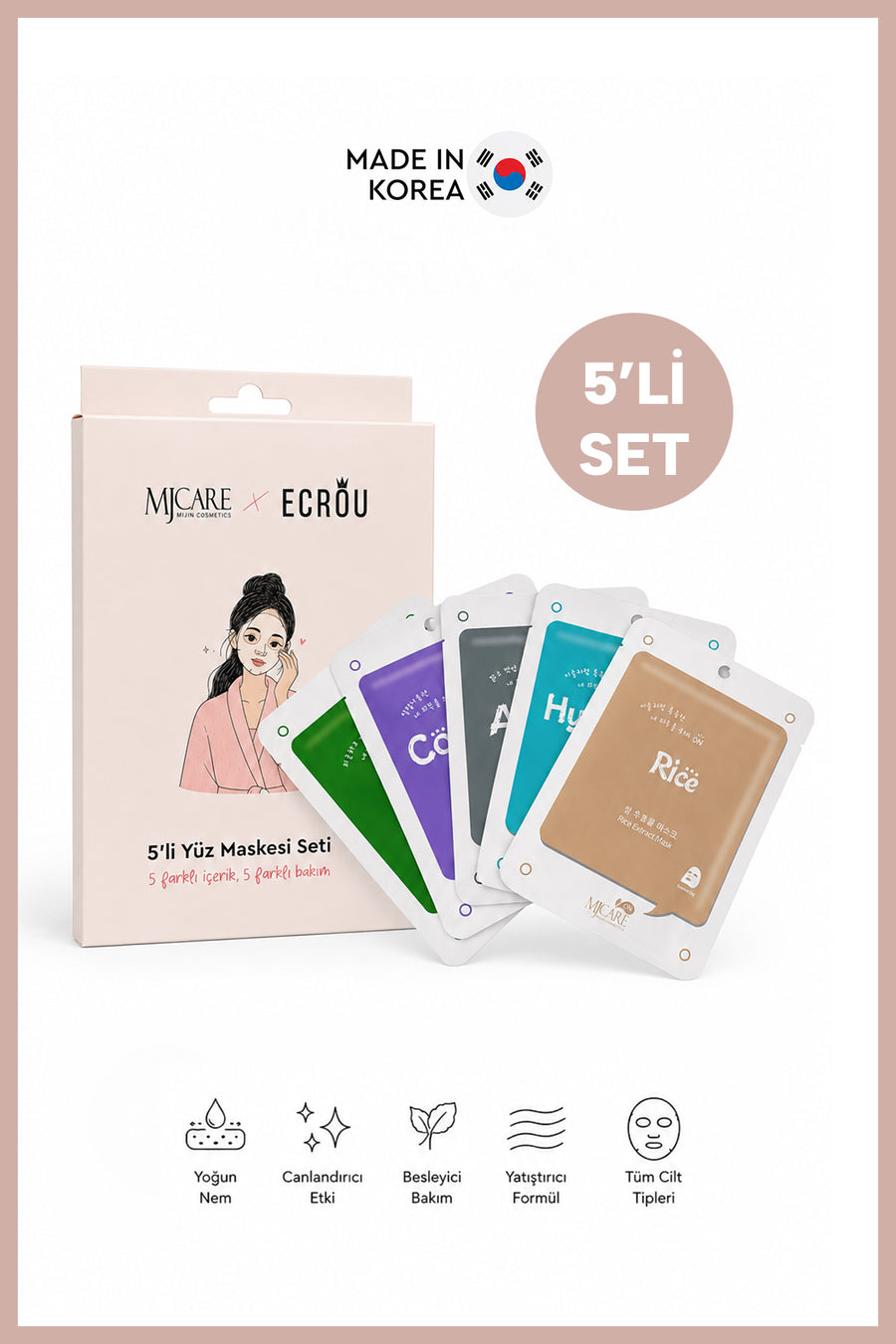 Mjcare 5li Maske Seti — Beyaz