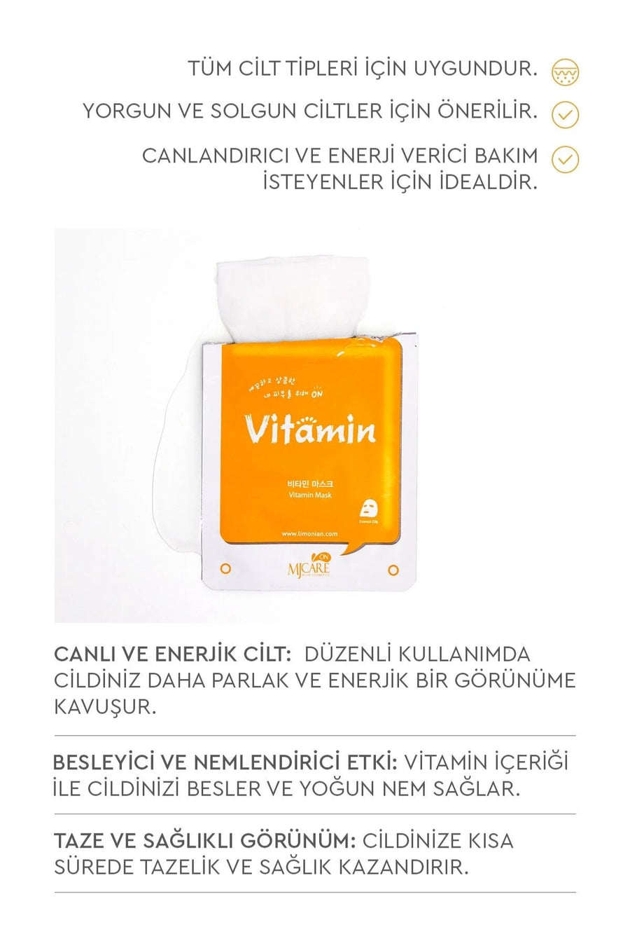 Mjcare On Vitamin Mask -Vitaminli Yüz Maskesi — Karma