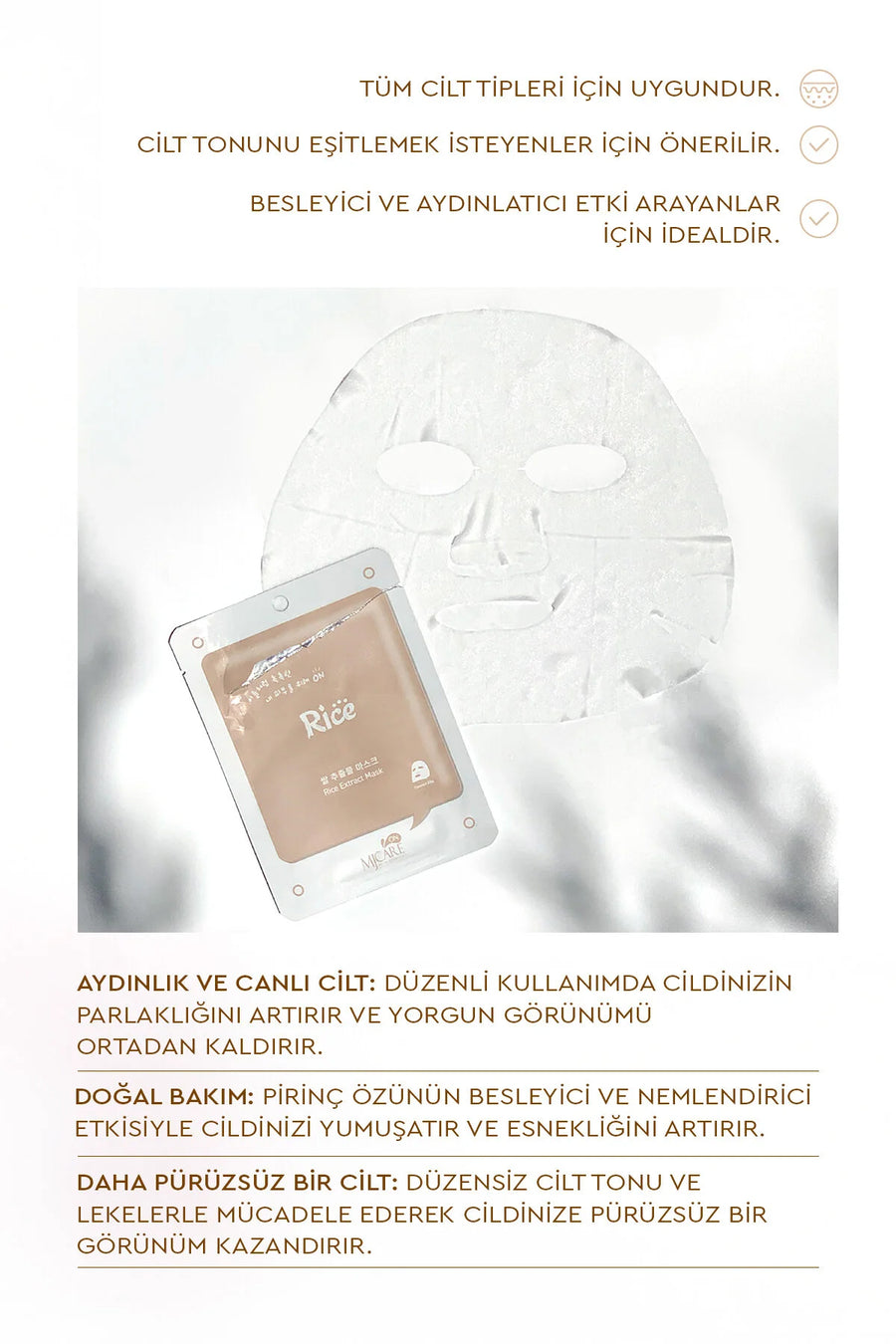 Mjcare On Rice Extract Mask- Pirinç Özlü Yüz Maskesi — Karma