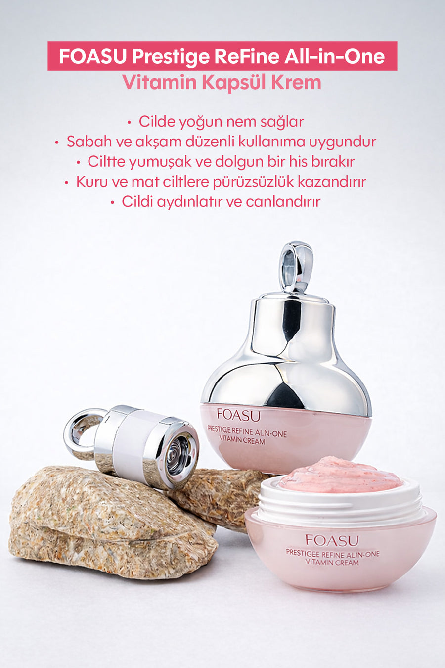 Foasu Prestige Çok Etkili Yoğun Nem & Işıltı Veren Vitamin Kapsül Krem 45g — Beyaz