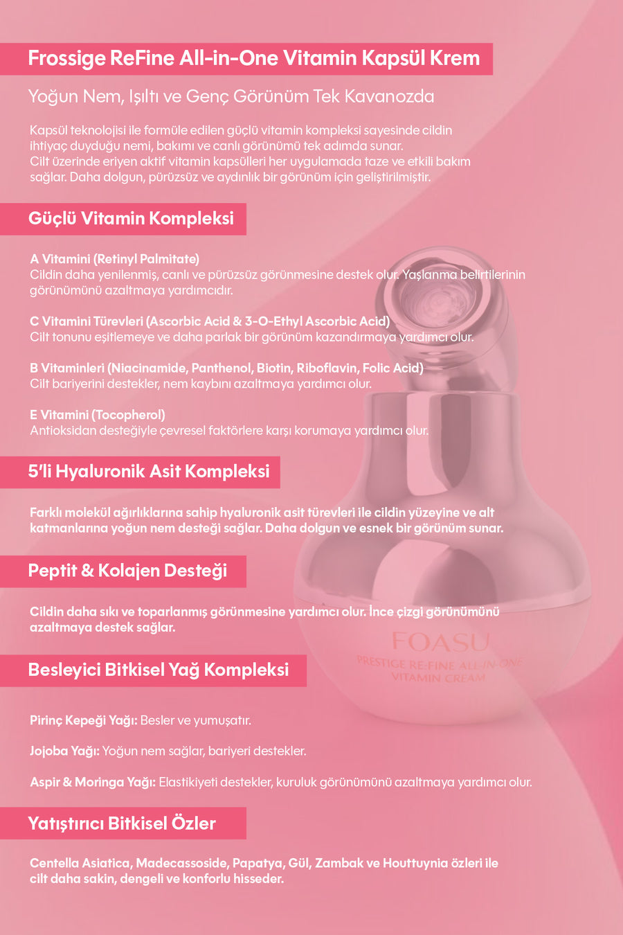 Foasu Prestige Çok Etkili Yoğun Nem & Işıltı Veren Vitamin Kapsül Krem 45g — Beyaz