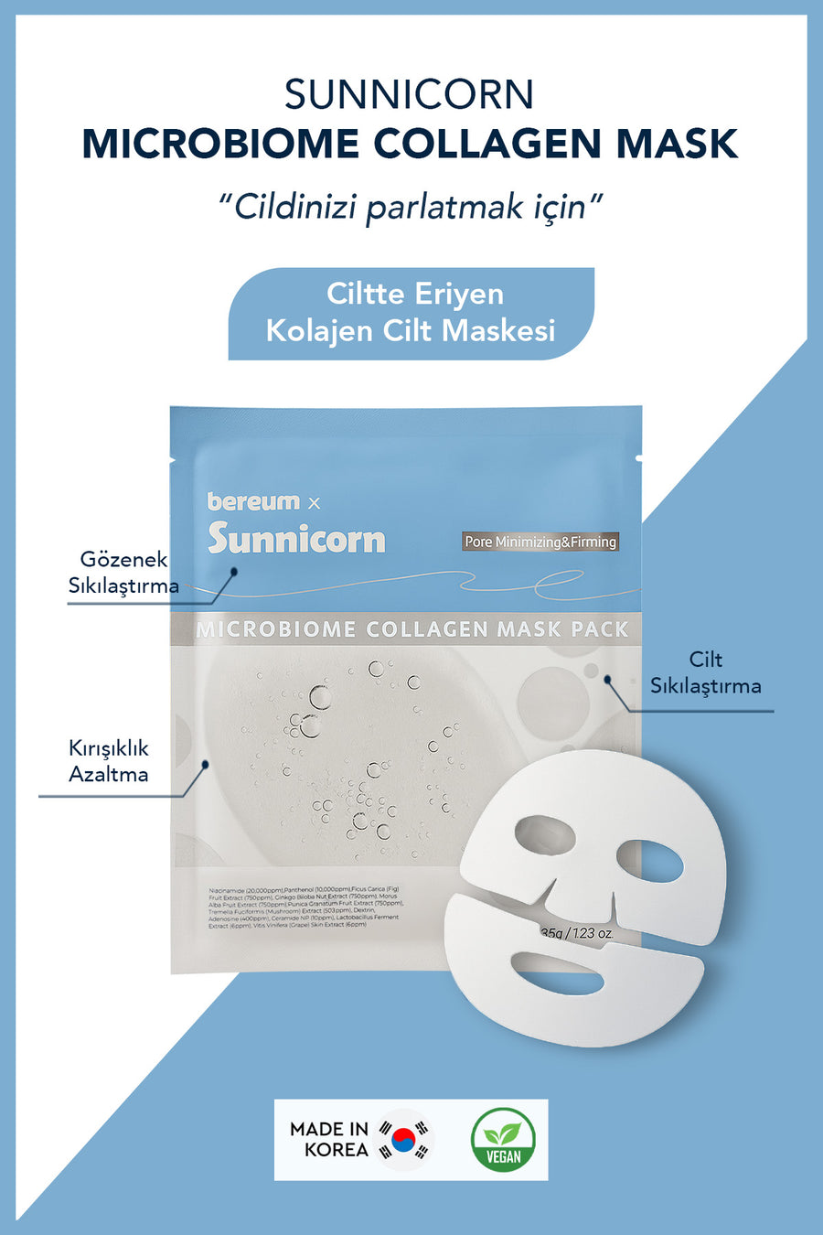 Sunnicorn Kolajen Nem & Sıkılaştırıcı Bakım Eriyen Yüz Maskesi — Karma