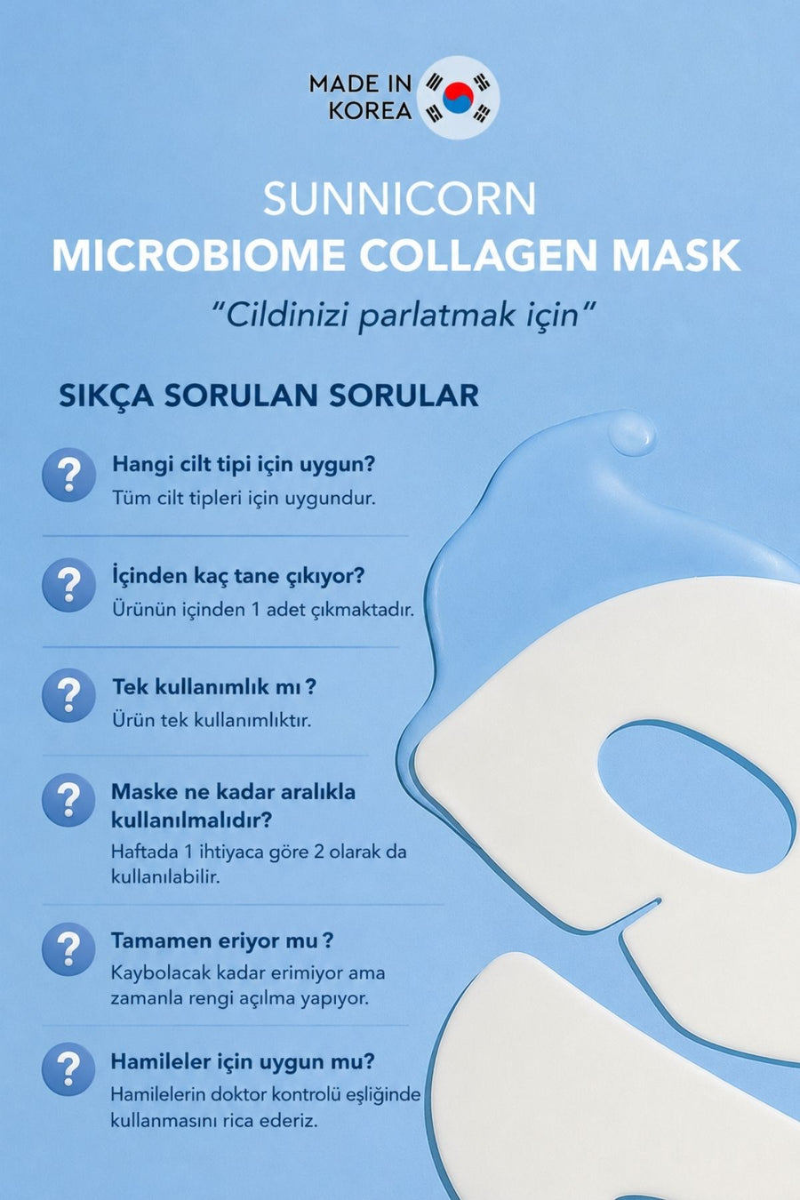 Sunnicorn Kolajen Nem & Sıkılaştırıcı Bakım Eriyen Yüz Maskesi — Karma