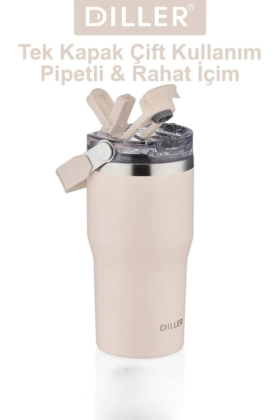 Diller MLH9168 Üstten Tutma Kulplu Termos 620ml Ekru — Ekru