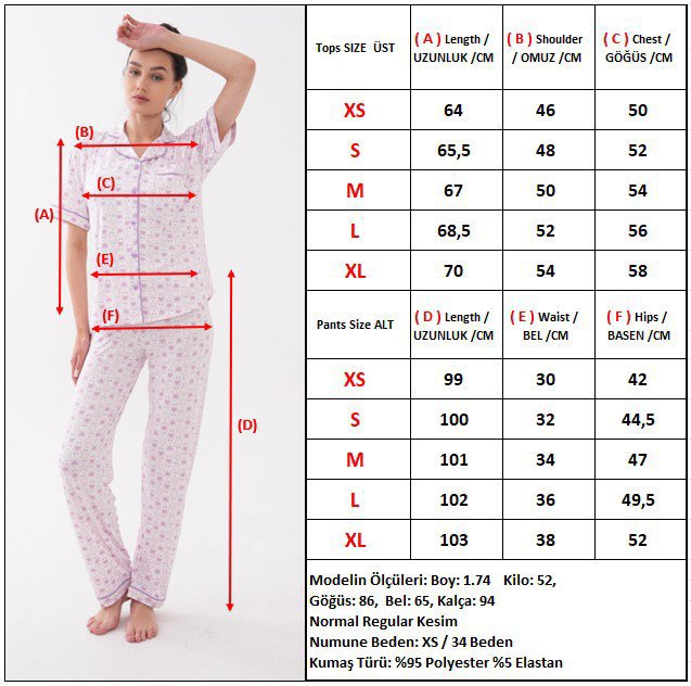 Mini Baskılı Kısa Kollu Bebe Yaka Önden Düğmeli Pantolon Pijama Takımı — Pembe