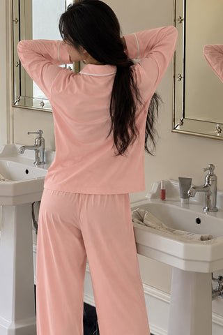 Ecrou Bebe Yaka Viskon Pijama Takımı — Pudra