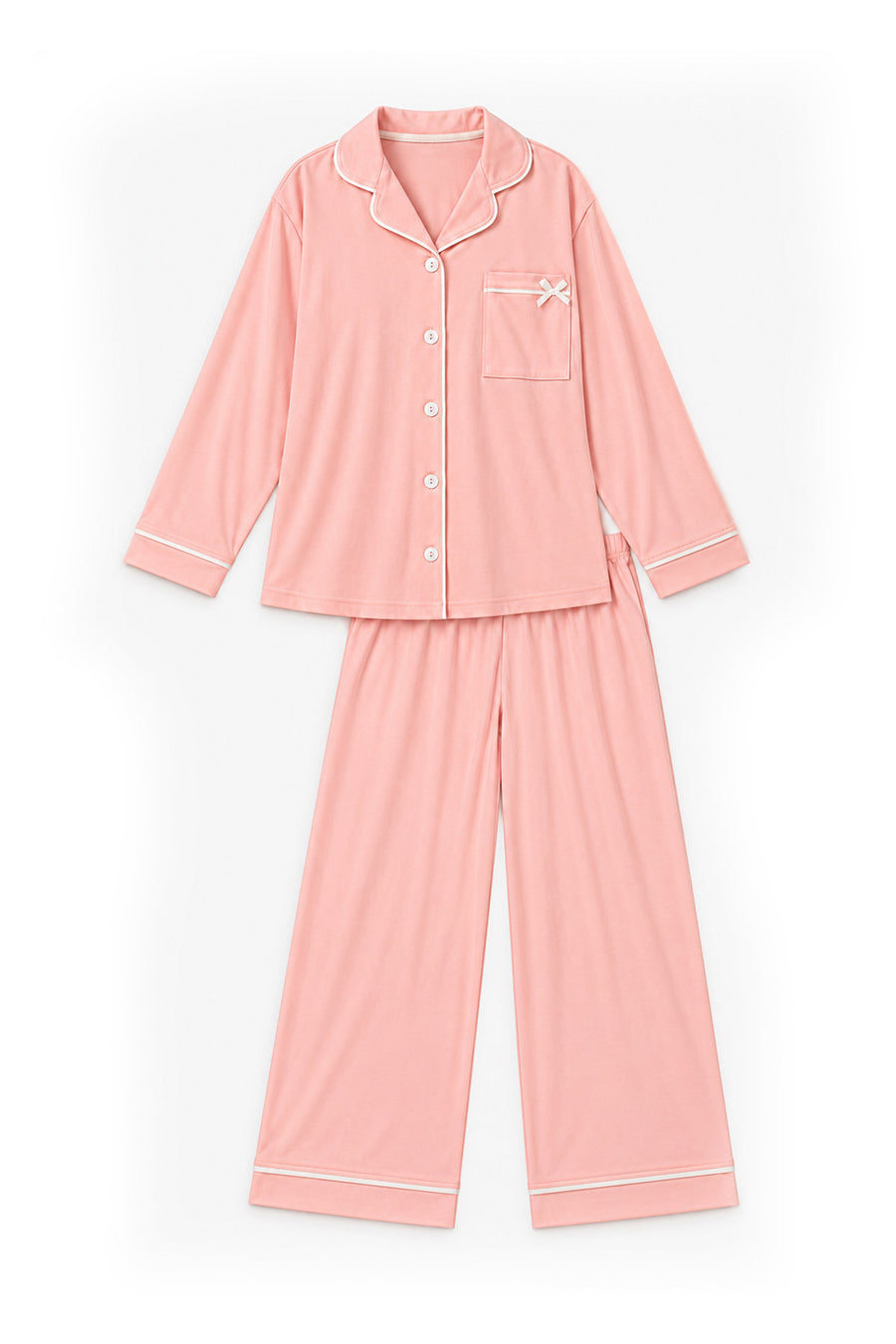 Ecrou Bebe Yaka Viskon Pijama Takımı — Pudra